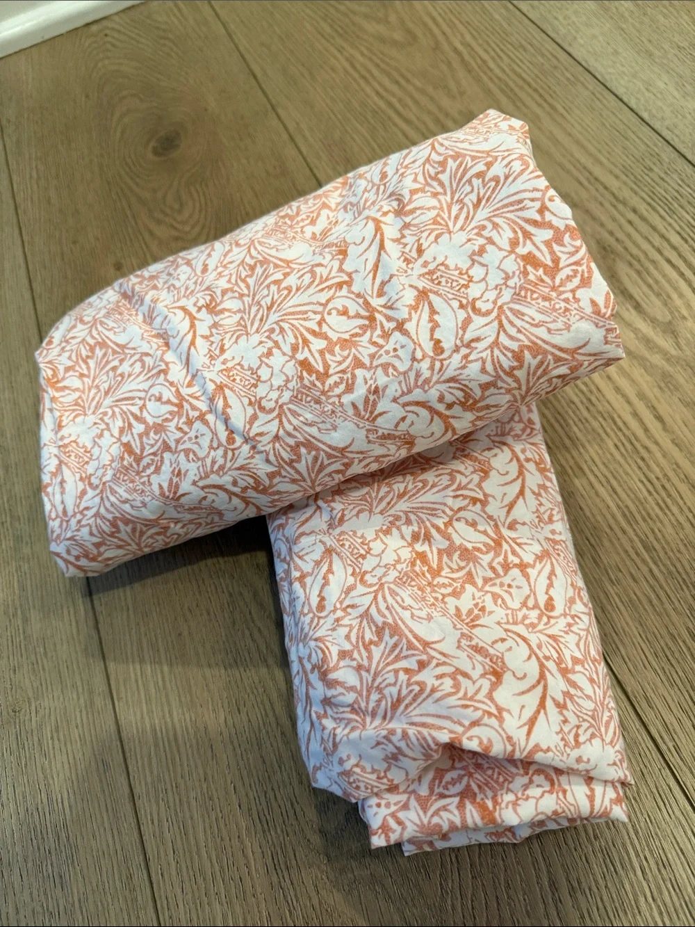 Cottagecore Queen Duvet Cover Set Coral White Floral Button Closure 2 Shams NWOT